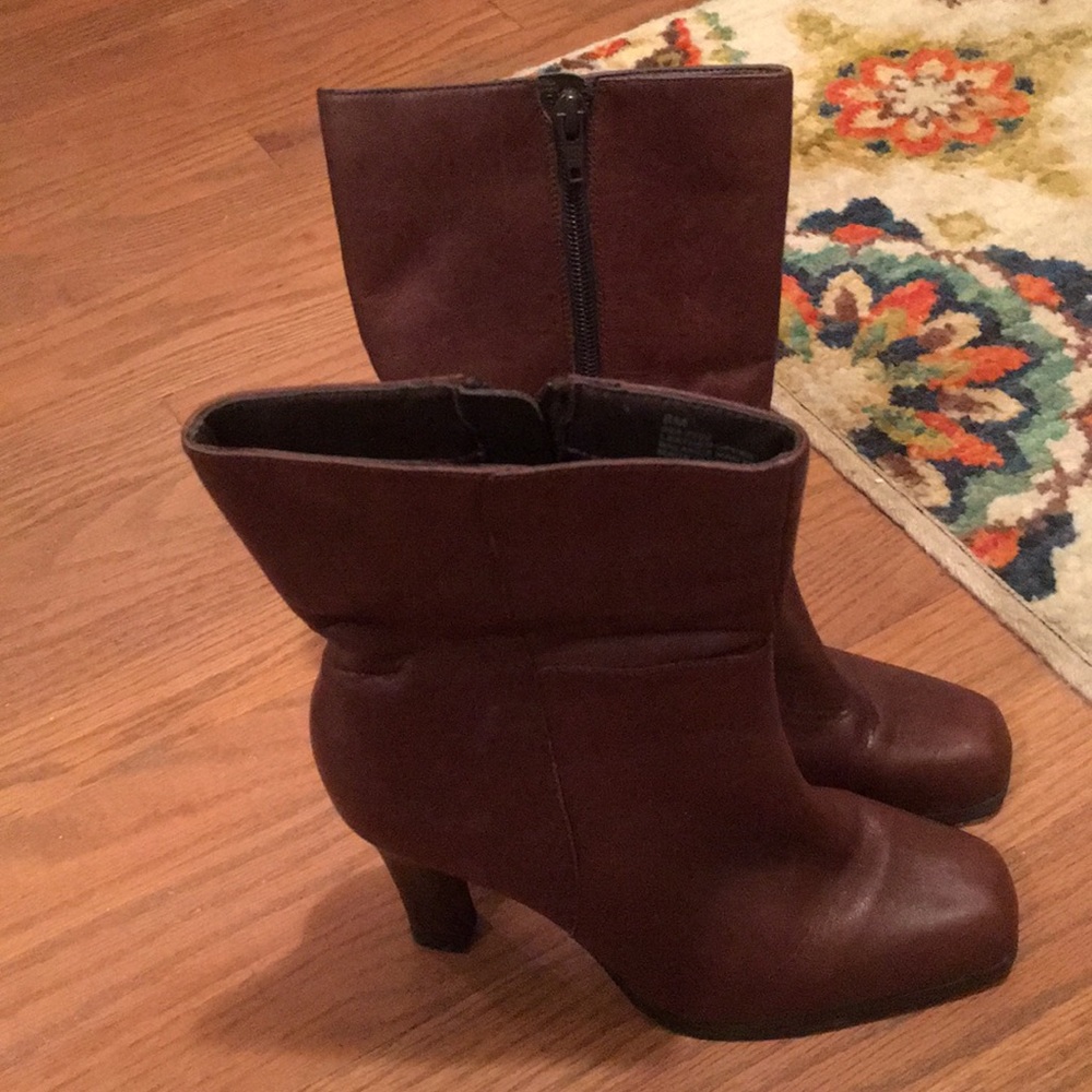 Brown leather boots